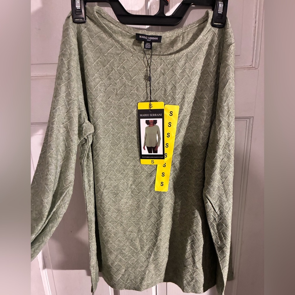 Mario Serrani Olive Green Diamond Knit Pullover